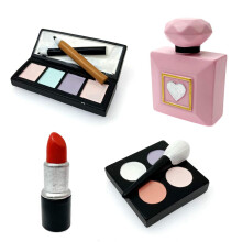 Memovan machiaj tort topper 4 pachet din ra?ina cosmetica cosmetica ruj parfum sticla ochi umbre fard de machiaj decora?iuni pentru tort pentru d