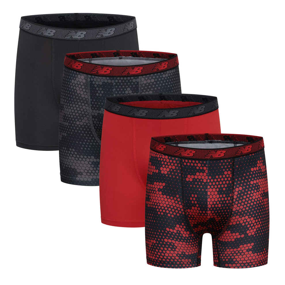 New Balance Boys' 3.5"""" Underwear  Performance Boxer Briefs (4 Pack)