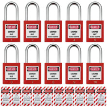 Fechos de Segurança, Cadeado de Segurança, Fechos Loto com Chave Diferente, 10 pcs Cadeados Plásticos Vermelhos