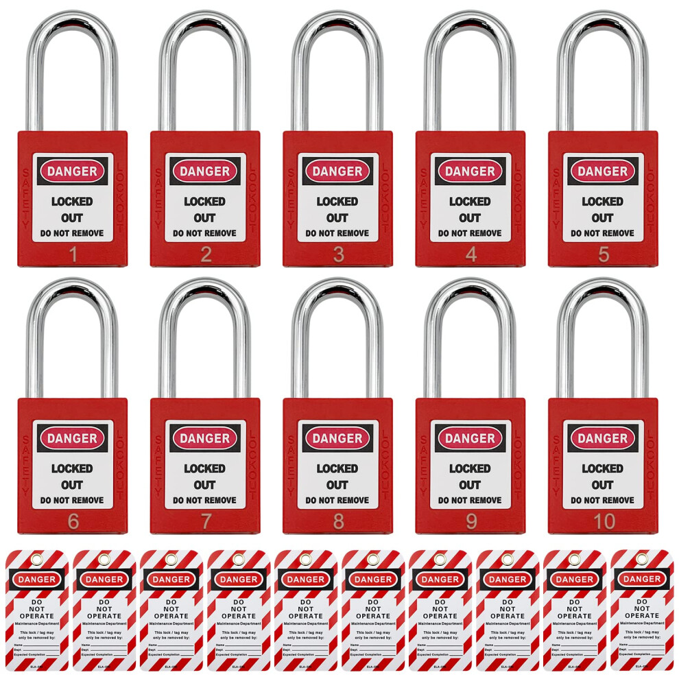 Lockout Tagout Locks Safety Padlock Loto Locks Keyed Differently Lock Out Tag Out 10 Pcs Safety Padlocks Plastic With 10 Locko 704768843915
