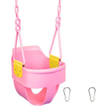 Premium hg rygg full hink smbarnsvingstol med fingergreppplastbelagda kedjor fr skerhet och karabiners fr enkel installation - rosa - ekorre