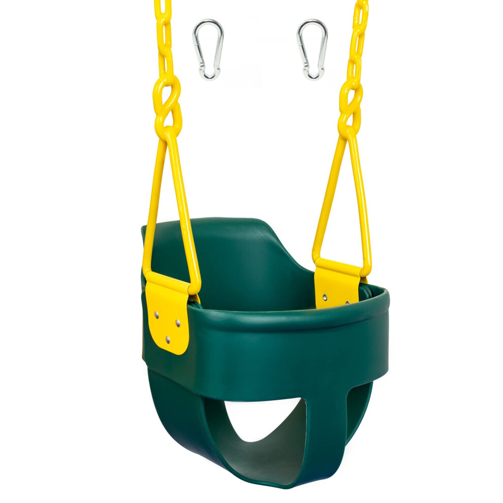Premium High Back Full Bucket Toddler Swing Seat With Finger Grip Pla Green Squirrel Products