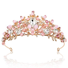 Nodg Rose Gold Tiaras and Crowns for Women Pink Crystal Wedding Tiaras For Women Birthday Party Bandons Prom Pageant Tiara Bandband Rhingestone B