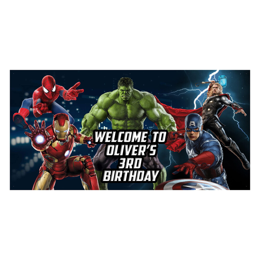 Personalized Birthday Banner For Superhero Theme Party 24"x48" or 42"x84