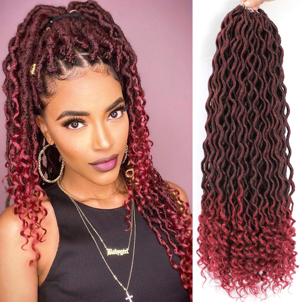 Karida Unisex Not,Specified Faux Locs Crochet Hair 24 Inch 6 Packs Pre Looped Goddess Locs Crochet Hair Wavy Crochet Faux Locs With Curly Ends Boho Faux Locs