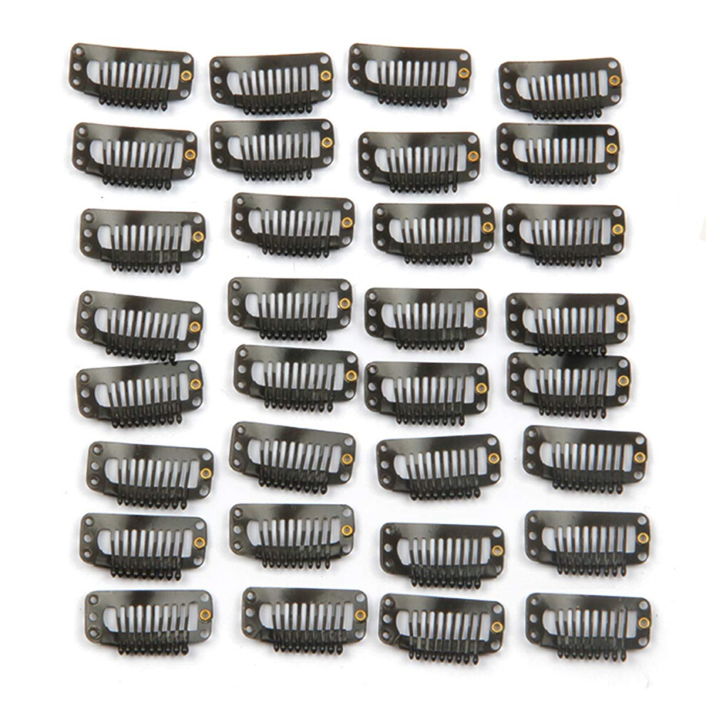30 Fermagli Per Capelli In Acciaio Inox, 9 Denti, 32 Mm, 1,2 G (Nero, 30 Pezzi)-image