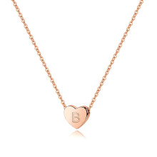 M MOOHAM S925 TINY B HJERTE HALSKAB ROSE GULD PLATED 925 STERLING SILVER HJERTE INITIAL B Halsk?de til Kvinder Piger Kids Lainty Tiny Heart initi
