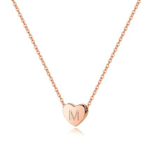 Indledende m halsk?de smykker til piger rose guldbelagt 925 sterling s?lv hjerte initial m halsk?de til kvinder lille s925 s?lv initial halsk?de