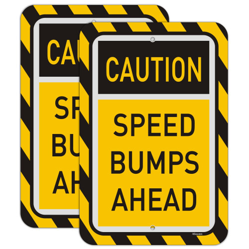 2 Pack Speed Bumps Ahead Signs Slow Down Signs Metal Reflective 18 ...