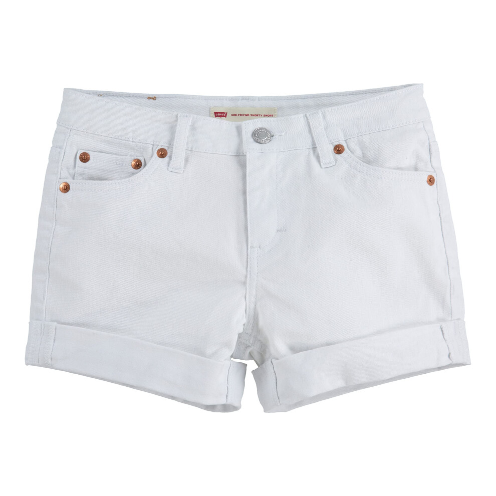 Levi's Girls' Girlfriend Fit Denim Shorty Shorts  Classic White  10