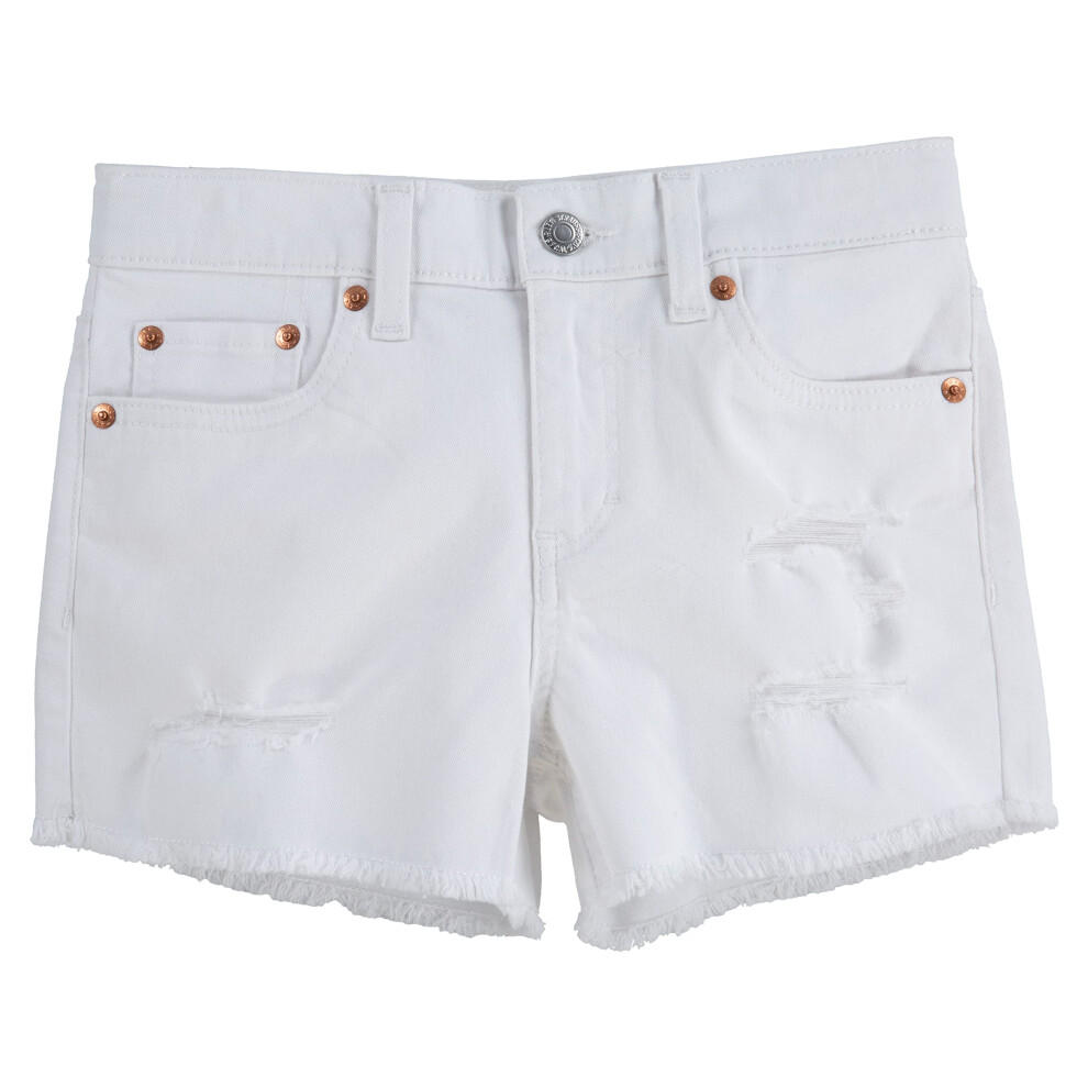 Levi's Girls' Girlfriend Fit Denim Shorty Shorts  White  4T