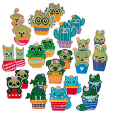 Idiy Kawaii Iron -On Animale dragu?e n Patch -uri de cactus (24 pachet) - 2 din fiecare design (2,5 """" ""?i mic 2"" "") - Coase?i pe patch -uri pen