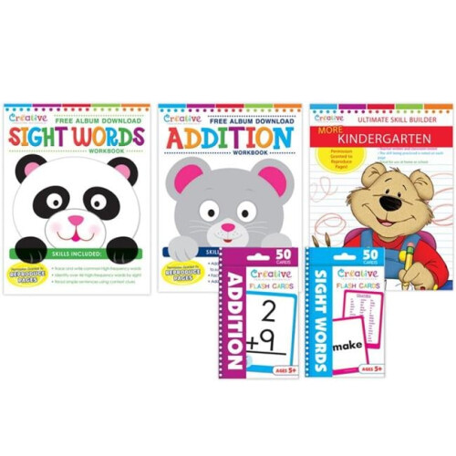 PBS Publishing PBSCTM2004 More Kindergarten Skills Workbook & Flashcard Bundle