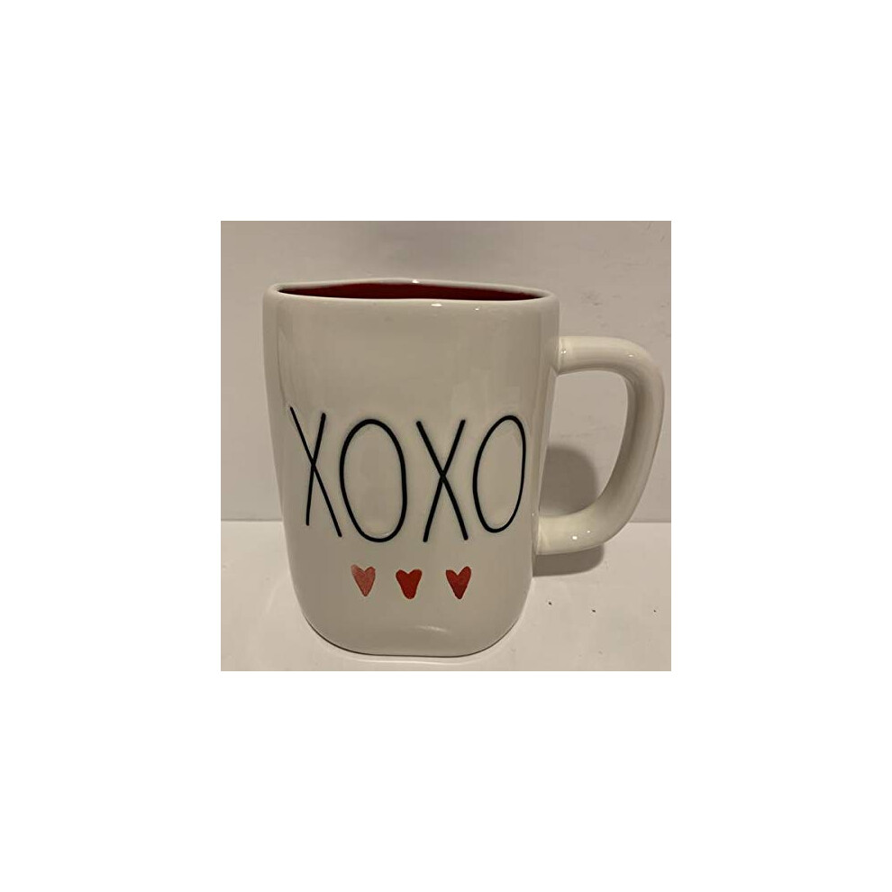 Tazza Rae Dunn Xoxo Rossa All'interno Con Tre Cuori Ricamati - Ceramica - Valen-image