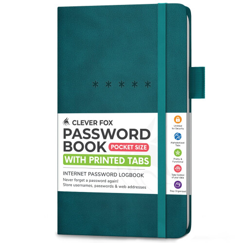 Clever Fox Password Book - Alphabetized Internet Address & Password Or