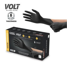 Gants jetables en nitrile noir 6 Mil First Glove Volt - Sécurisés pour la nourriture, nettoyage et usage industriel