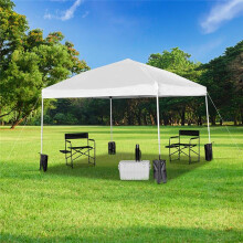 Flash Furniture JJ-GZ1010PKG-WH-GG 10 x 10 ft. Pop Up Event Straight Leg Canopy Tent with Sandbags & Wheeled Case, White