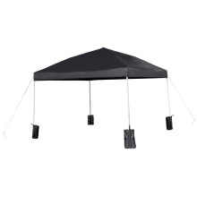 Flash Furniture JJ-GZ1010PKG-BK-GG 10 x 10 ft. Pop Up Event Straight Leg Canopy Tent with Sandbags & Wheeled Case, Black
