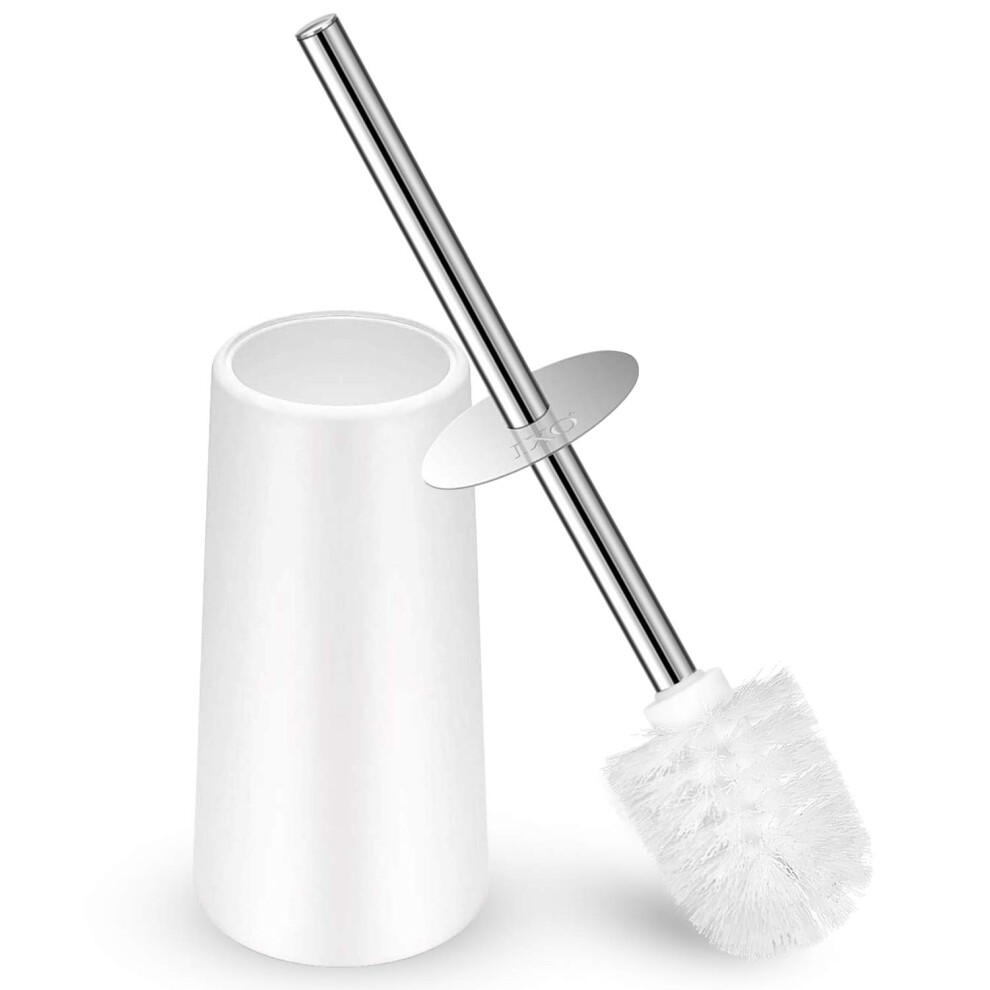 Brosse WC IXO avec support, brosse WC     long manche en acier inoxydable 304, brosse WC pour salle de bain, poils de nettoyage    l   gants (blanc)