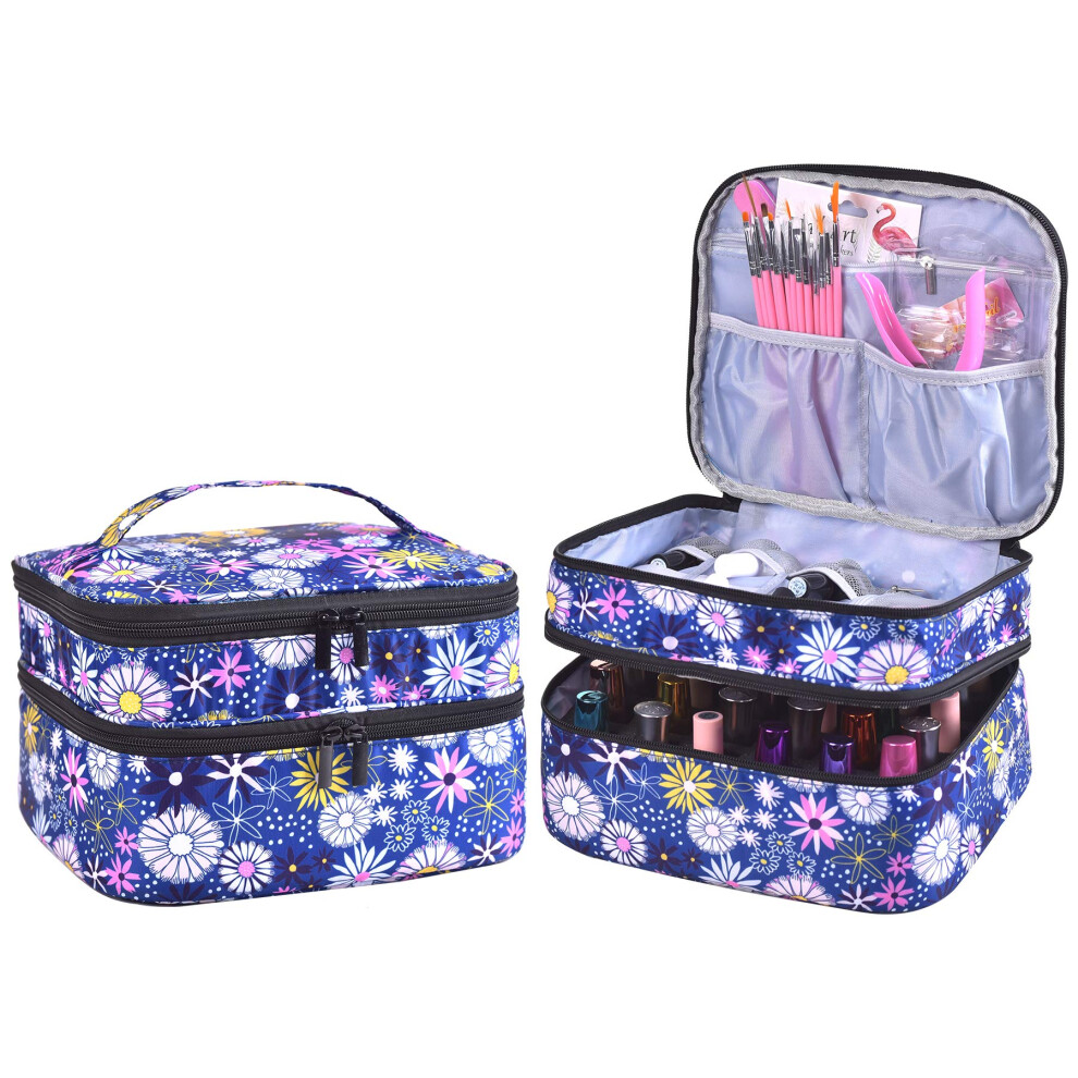 Zfzgfrcs Nail Polish Organizer- Holds 30 Bottles Nail Supply Organizers And Storage Double-Layer Nail Polish Carrying Case Nail Varnish Organizer Nail