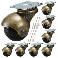 JGJC Antique Brass Casters 8 Pack  2 inch Ball Caster Wheels for Furniture  Swivel Casters for Furniture Legs  Vintage Plate Cas