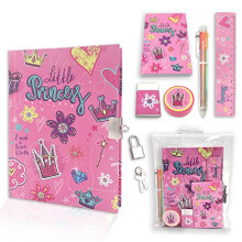 Girls Diary with Lock, Kids Journal Stationary Set for Pre School Teen Learning Writing Drawing Age 6,8,10,12 Years Princess Gift with Notebook Memo