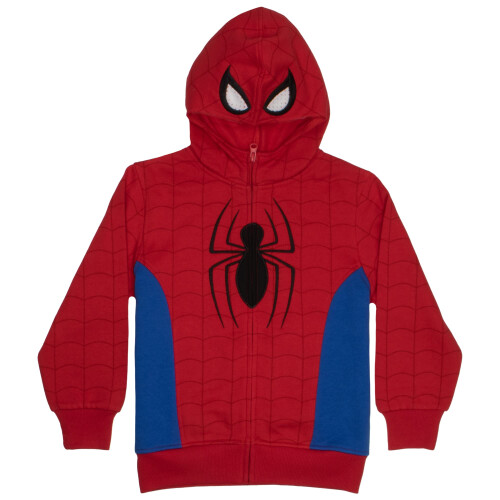 Marvel Hoodie à fermeture éclair Marvel Super Héros pour garçons (Rouge, 7 ans)