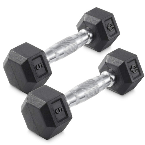 Philosophy Gummibelagd Hex Dumbbell Handvikter, 5 lb Par