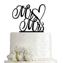 Domnul ?i doamna Cake Topper Mireasa ?i mire Semneaza decora?iuni pentru toppers de nunta (acrilic negru)