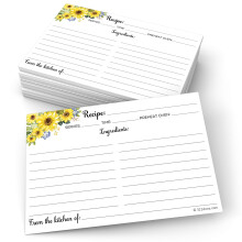 321 Cartes de receita de girassol prontos (conjunto de 50) 4"" x 6"" grande - Da cozinha de - Dupla face para casamentos, ch de beb nupcial - Fa
