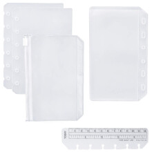 Moterm 2 Seitenheber (transparenter Trenner), 1 Lesezeichen-Lineal, 1 PVC-Aufbewahrungskartenhalter und 1 Reiverschlusstasche fr A7-Planer