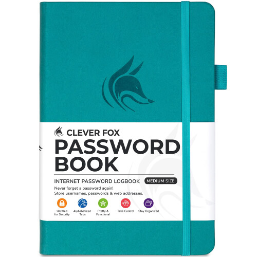 Libro delle password Clever Fox con schede. Indirizzo Internet e password Orga 1