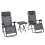 Outsunny Outsunny 3PC Zero Gravity Chairs Sun Lounger Table Set W/ Cup Holders Dark Grey 9