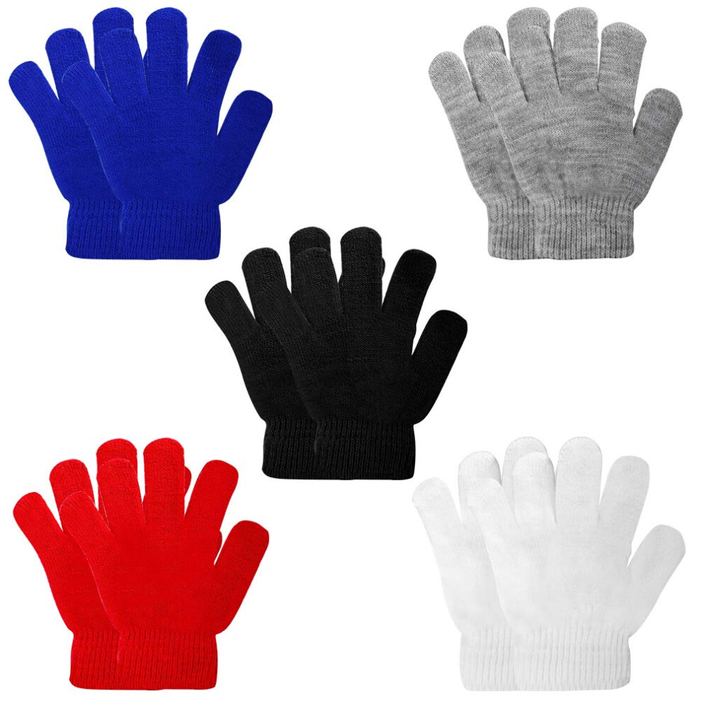 ONESINg 5 Pairs Kids gloves Knit gloves for Kids Winter gloves Stretch