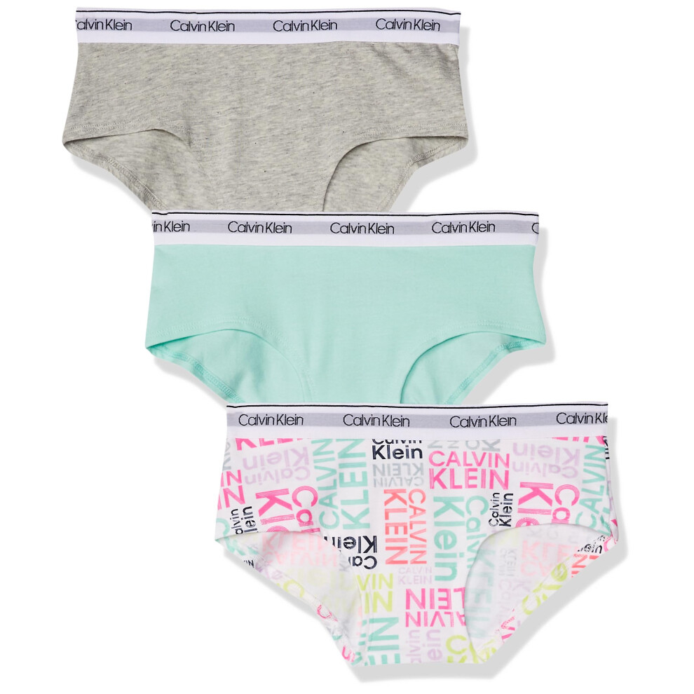 Calvin Klein Girls Little Modern Cotton Hipster Underwear  Multipack  Heather GreyTealSignature White  Large