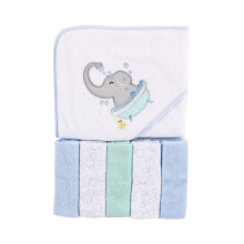 Unisex detsk osu ka s kapucnou a piatimi inkami Luvable Friends Elephant Bath, jedna velkost