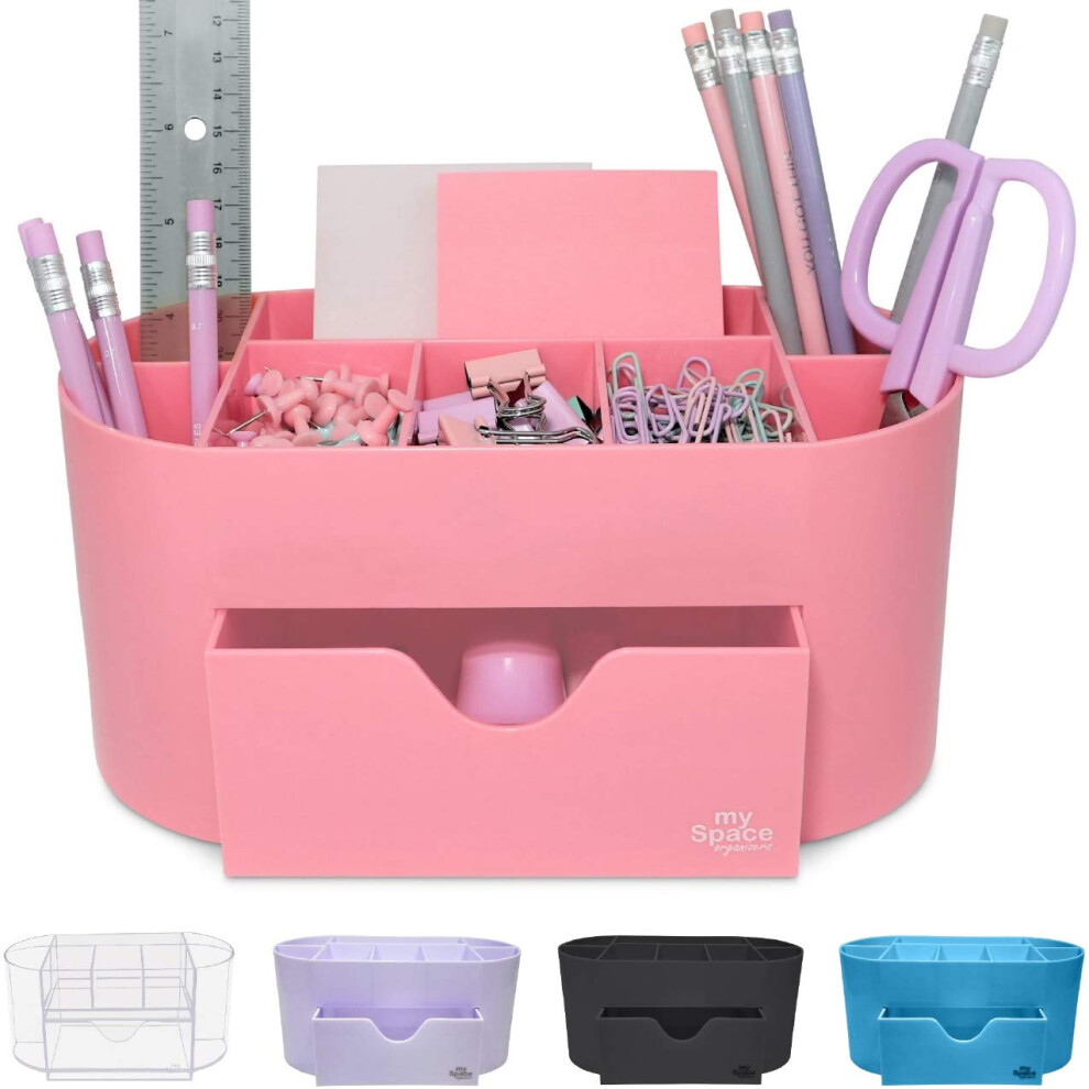 Organiseur de bureau rose en acrylique pour fournitures et accessoires de bureau, porte-stylo, organisateur de bureau rose pour chambre, coll   ge,