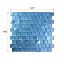 ABOLOS UNBLAN0101-DA Blue 10.75 in. x 11.75 in. Square Textured Glass Mosaic Pool Tile (10.08 sq.ft/Case)