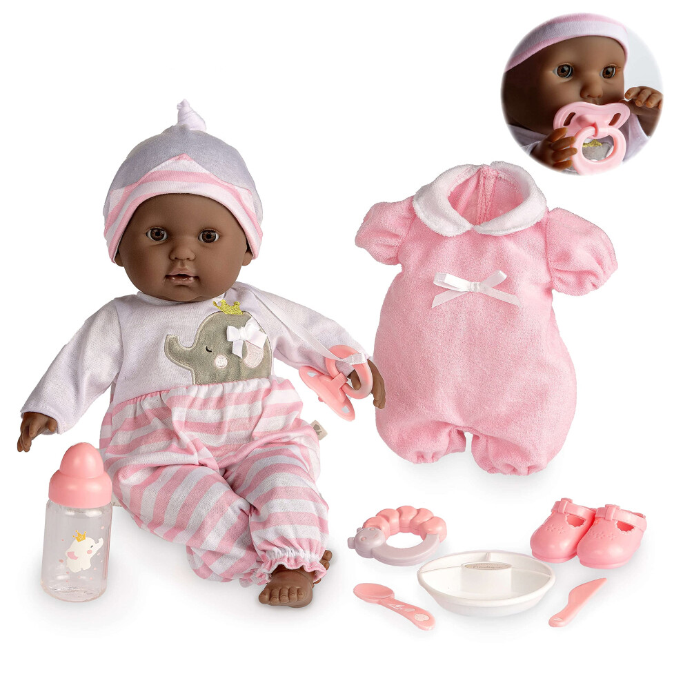 JC Toys 15"" Realistic Soft Body African American Baby Doll with Open/