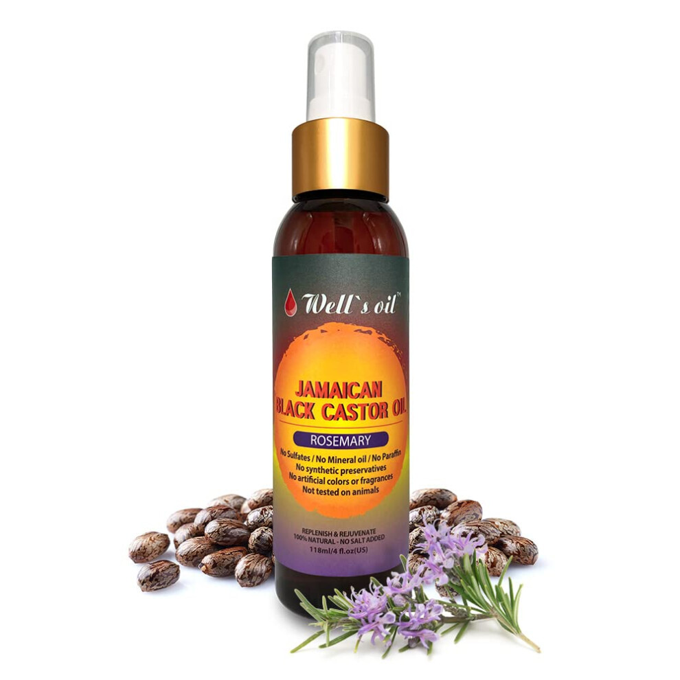 Olie Biologique Black Well's Oil Rosemary + Jamaican Castor Oil Spray | 4Oz(118Ml) | H