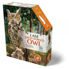 Madd CAPP : Je suis Hibou Grand-Duc - Puzzle de 300 pièces, en forme d'oiseau, 29x12 taille finie, avec livret de faits amusants