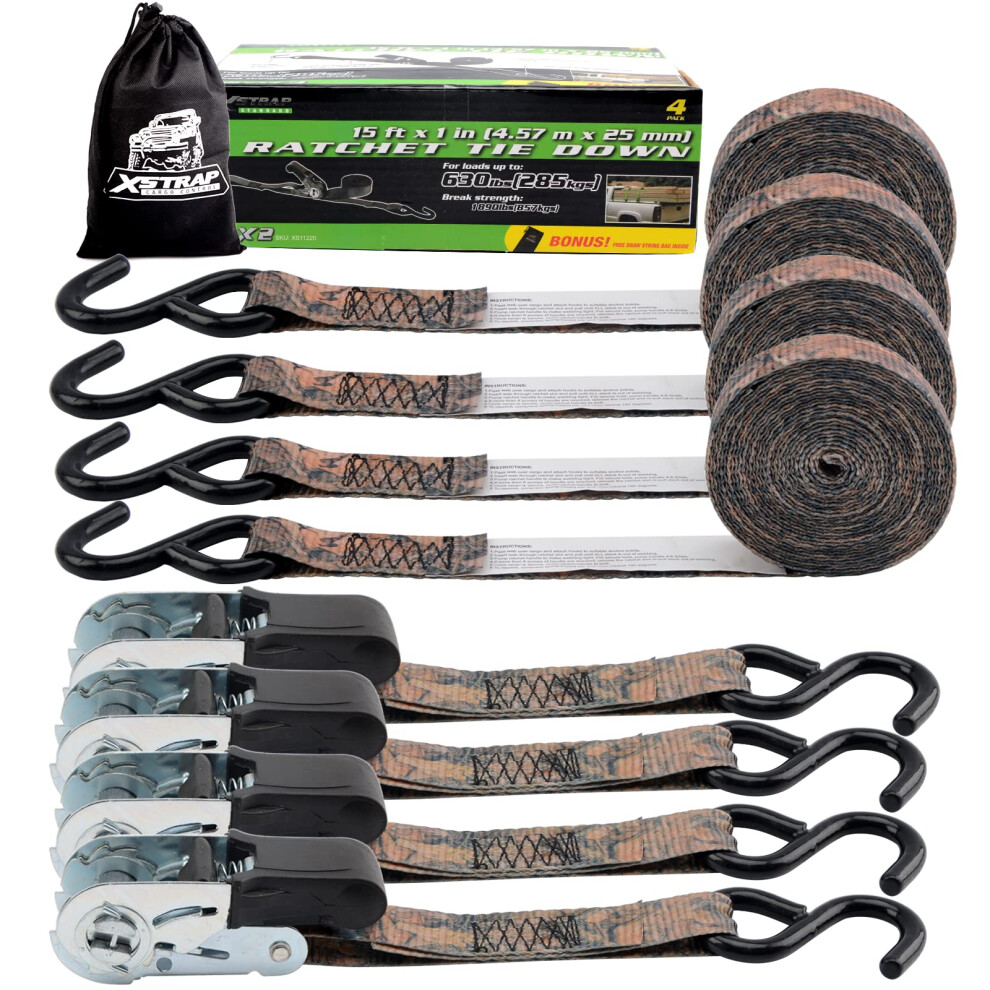 Xstrap Standard Ratchet Tie Down Straps - 4 Pk - 1'' X 15 Ft - 630 Lbs 793740635372