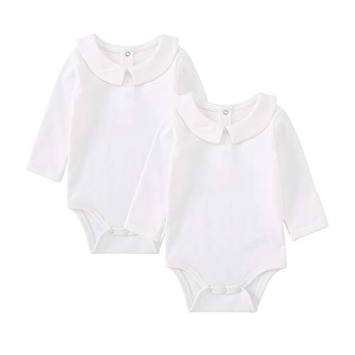 pureborn 2-Pack Unisex Βρεφικά Φανελάκια με Γιακά Peter Pan Λευκό 0-3 Μηνών
