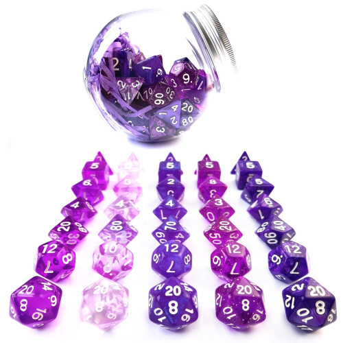 BESCON 35PCS Polyhedral RPG terninger Ametysts Set DND ROL 1