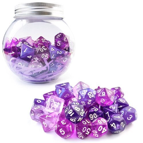 BESCON 35PCS Polyhedral RPG terninger Ametysts Set DND ROL