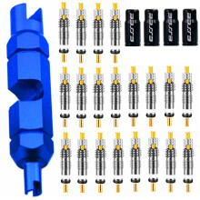 20 stuks Presta-ventielkern 4 stuks Alloy Presta-ventieldoppen met aluminiumlegering