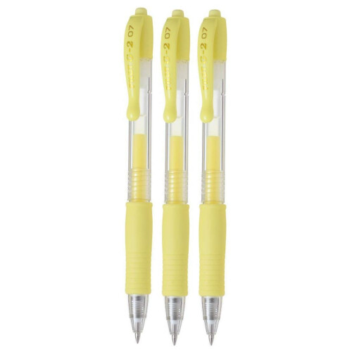 Pilot Pilot G2 Αποσπώμενα Μολύβια Gel Pastel, Λεπτή Μύτη 0.7mm, Κίτρινο, 3 Τεμάχια