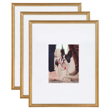 Kate and Laurel Adlynn Wall Picture Frame Set  16"" x 20"" matted to 8"" x 10""  Gold  Set of 3
