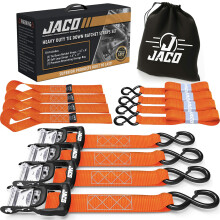 Paski zapadkowe JACO Heavy Duty 1,6 cala x 8 stp (4 sztuki) | Zestaw do wiazania z miekkimi petlami 5 208 funtw (pomaranczowy)