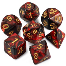 Zestaw kości QMAY DND - Kości wielościenne D&D (7 szt.) do Dungeons and Dragons (czerwone i czarne)